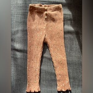 Zara Girls’ Floral and Brown/Tan Ribbed Leggings - 18-24M